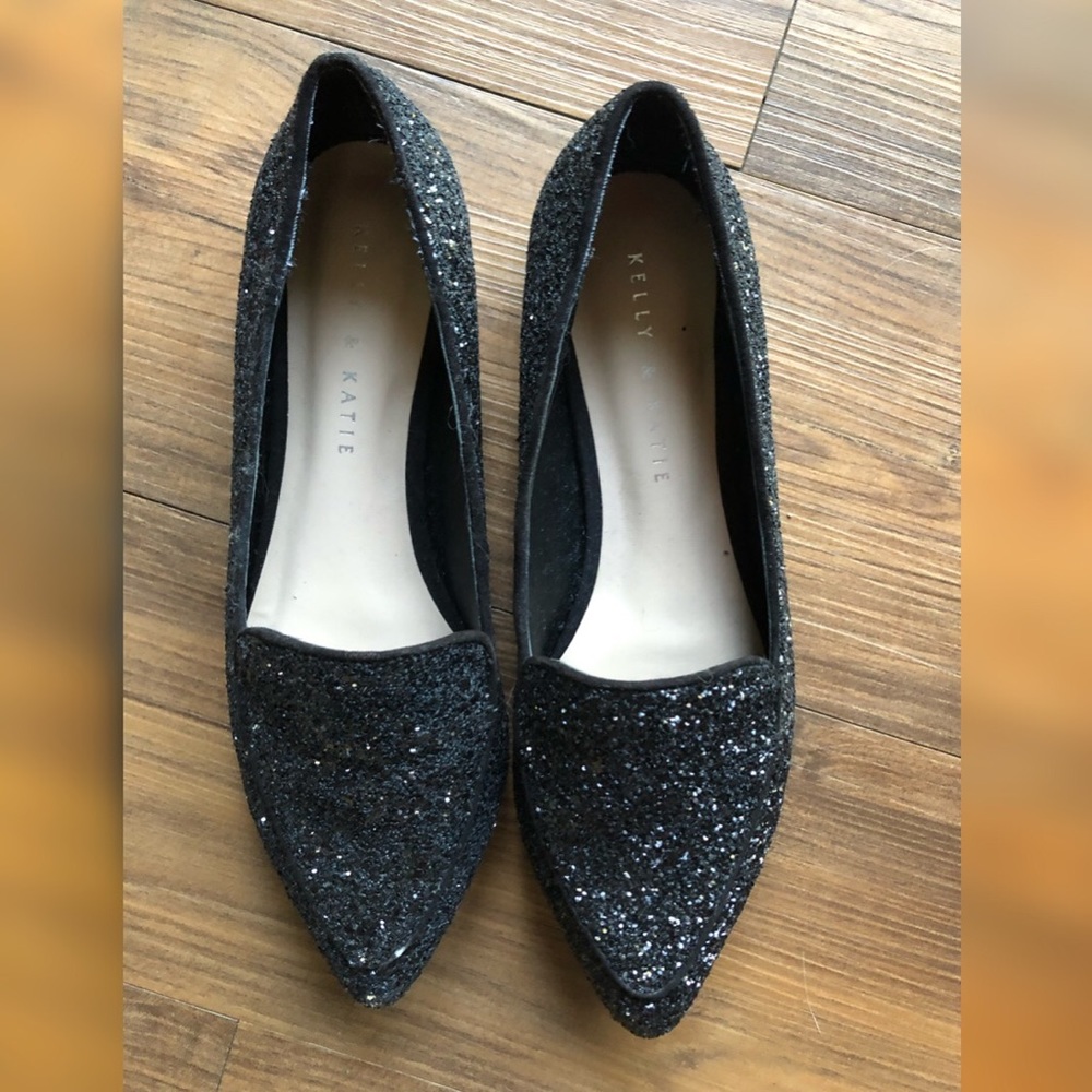 Kelly & Katie Black Glitter Flats
